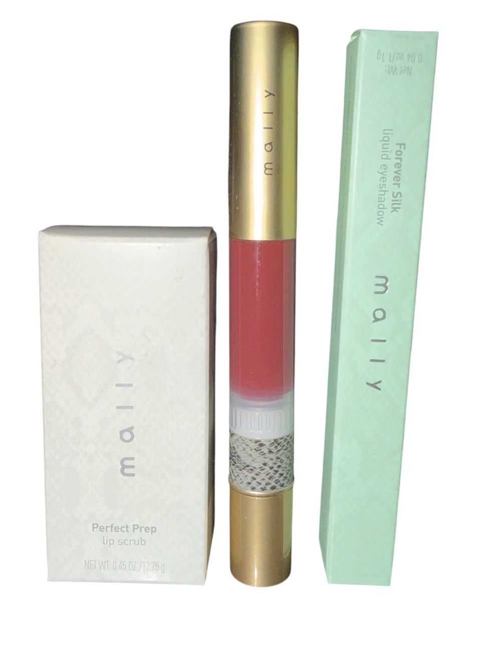 Mally Beauty 3-Piece Makeup Bundle – Lip Scrub + Liquid Eyeshadow + Lipstick